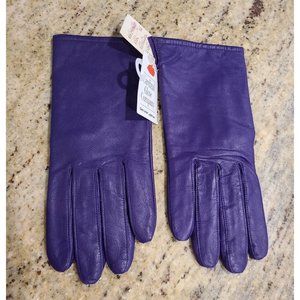 Vtg Cardinal Glove Co Women Size M Purple Leather Gloves Knit Lined 8.5"